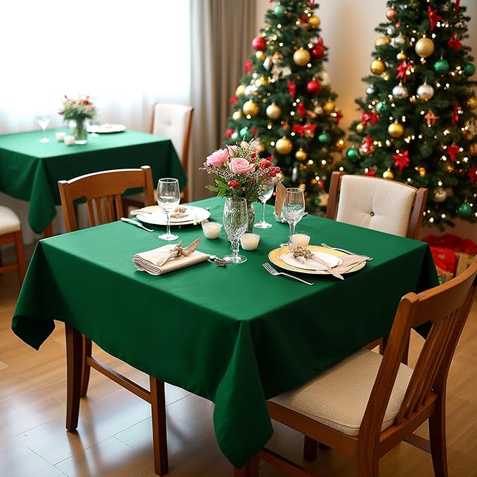 sancua Square Tablecloths 54x54 Inch Hunter Green, 2 Pack - Image 2