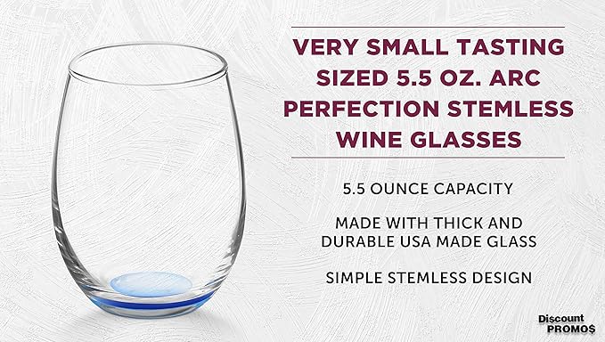 DISCOUNT PROMOS Stemless Wine Glasses by ARC 5.5 oz. Set of 12, Bulk Pack - Image 3