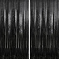 Crosize 2 Pack 3.3 x 9.9 ft Black Foil Fringe Backdrop Curtain, Streamer by Crosize