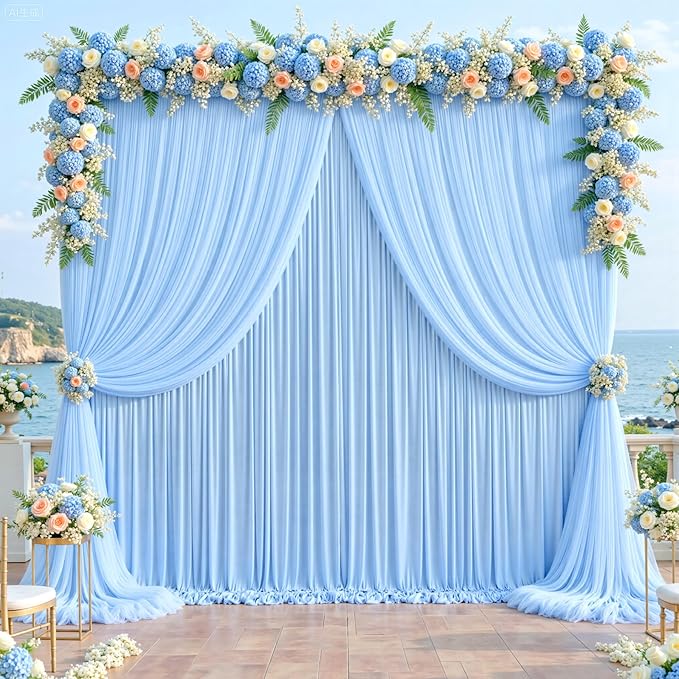 Baby Blue Tulle Backdrop Curtain - Image 2