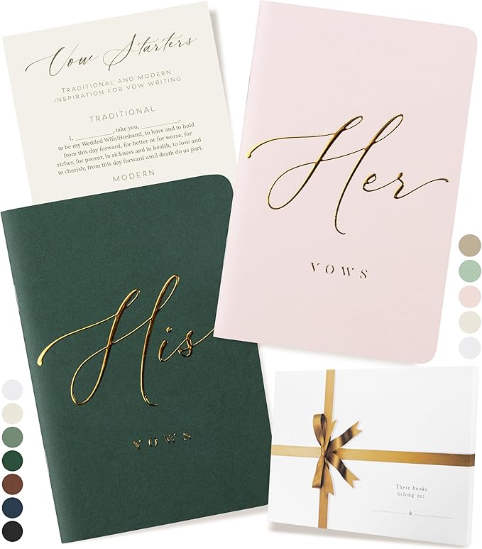 ARTESORI Wedding Vow Book for Her & Him, Soft Touch, 28 Lined Pages, Wedding by Artesori