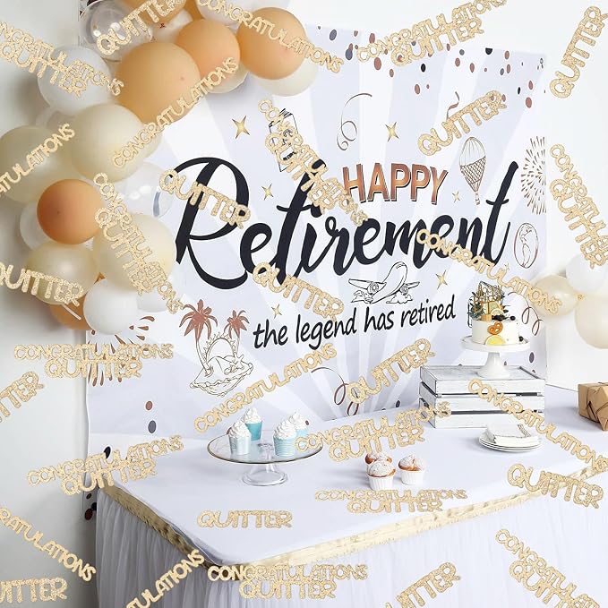 Congratulations Quitter Confetti, Champagne Gold Glitter Retirement Confetti - Image 5
