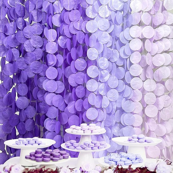 205Ft Lavender Party Decoration Ombre Purple Polka Dot Backdrop Streamer Tissue by pinkblume