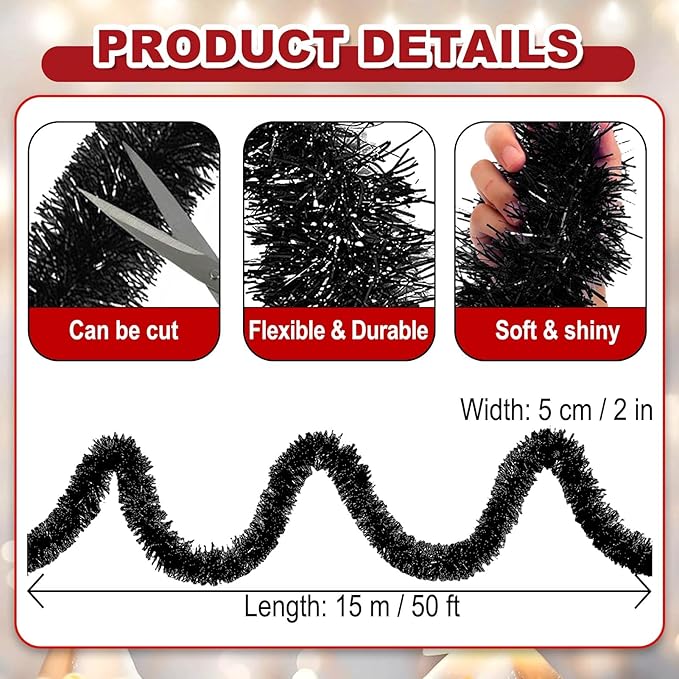 50 Feet Christmas Foil Fringe Banner Metallic Tassle Garland Metallic Backdrop - Image 2