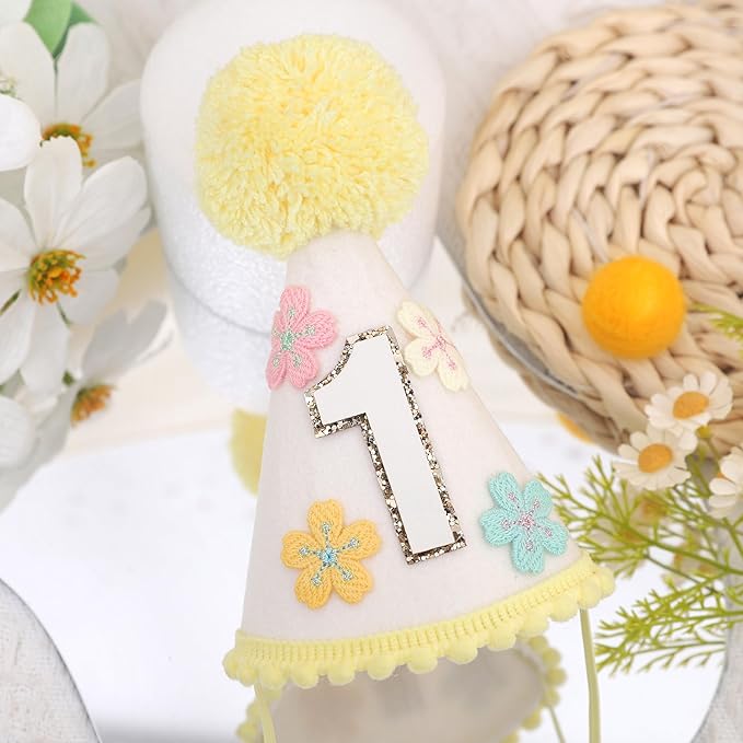 WAUAO Colorful Flower 1st Birthday Cone Hat - Image 8