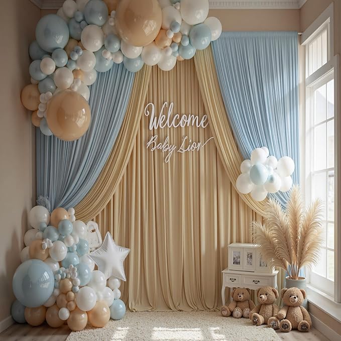 20ft x 15ft Beige Wrinkle Free Backdrop Curtains - Image 7