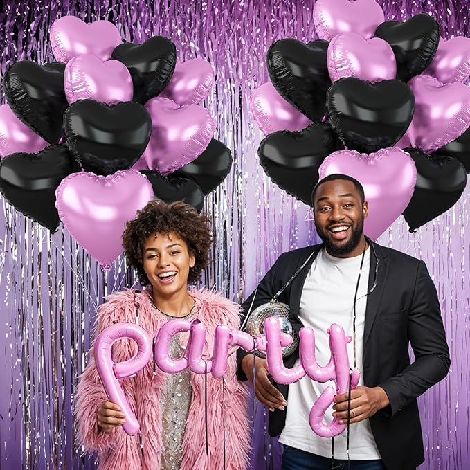 Black Purple Heart Balloons - Image 6
