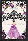 50Pcs Blank Pearlized Black Crown Invitations by DreamBuilt
