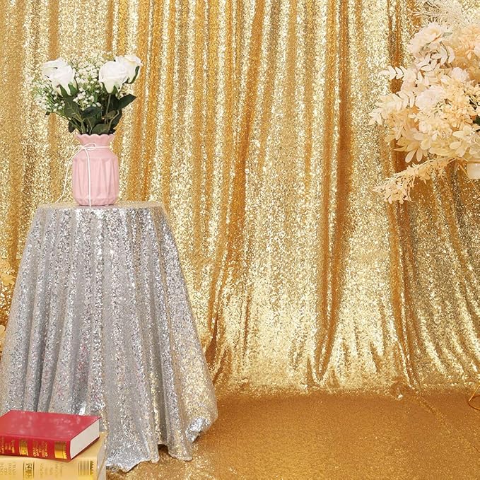 SquarePie Sequin Backdrop 6FT x 8FT Gold Background - Image 4
