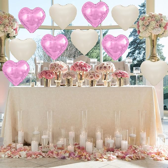 Purple Cream White Heart Balloons - Image 5