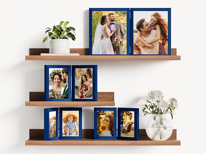 decorUhome Double 4x6 Picture Frame Vertical, Engineered Wood Bifold Photo Frame - Image 5