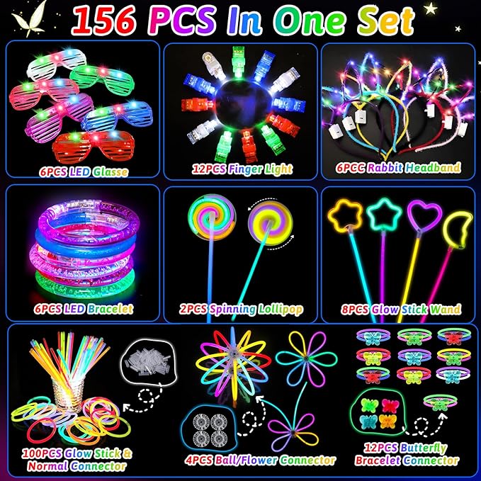 156PCS Glow in The Dark Party Supplies - Image 3