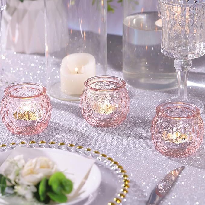 DARJEN 12Pcs Pink Votive Candle Holders - Image 4