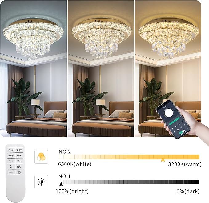 18 inch Crystal Gold Ceiling-Light Flush Mount - Image 4