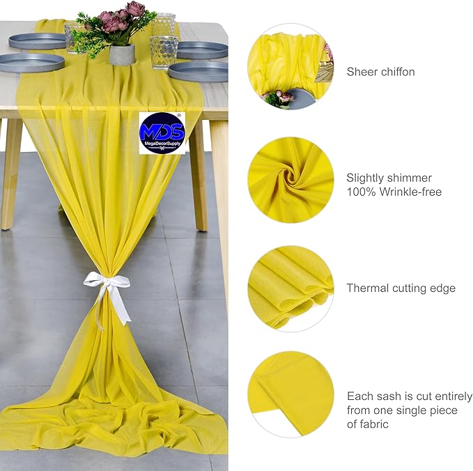 MDS 2 Pack 14ft Chiffon Table Runner 29 x 170 Inches Sheer Wedding Runner - Image 5
