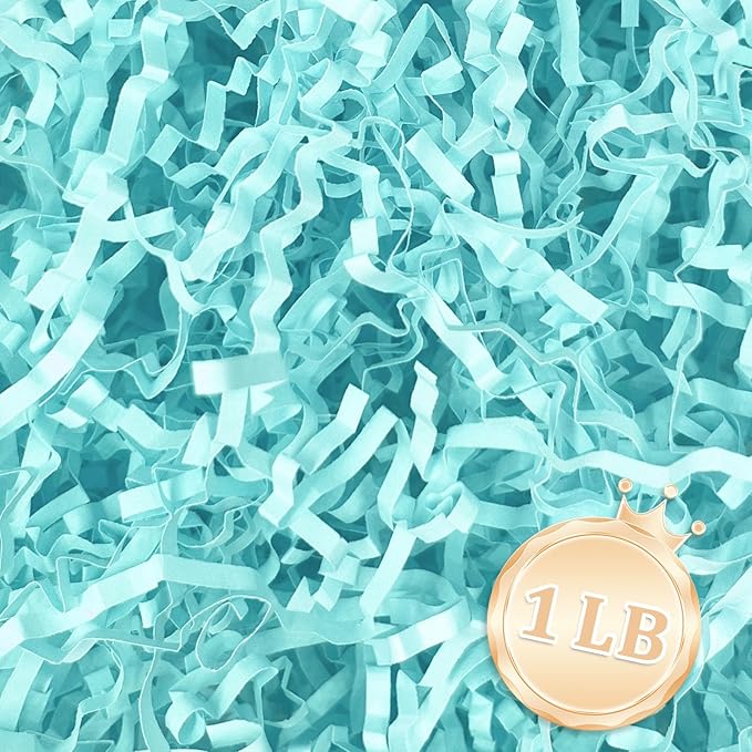 1 LB Light Blue Crinkle Cut Paper Shred Filler Great by Zankubom