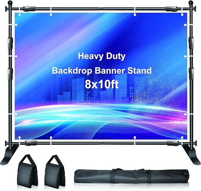 FUDESY Backdrop Banner Stand, 10x8ft Heavy Duty Display Frame, Adjustable Metal - Image 8