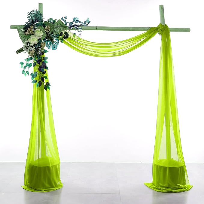 VDS Pack of 4 Panel Wedding Arch Draping Fabric Sheer Chiffon Fabric Drapery by VDS