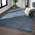 LUXE WEAVERS Modern Geometric Wave Blue 4x6 Area Rug by LuxeWeavers