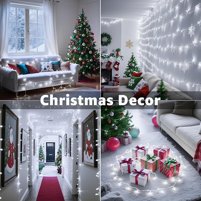 Christmas Decorations Connectable White String Lights Indoor, 150 LED Super - Image 9