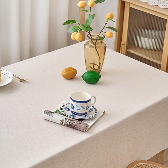 NLMUVW Linen Tablecloth Rectangle 6ft, Rustic Textured Table Cloth Water - Image 2