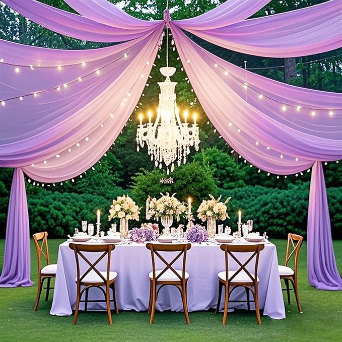 Ceiling Drapes for Weddings Light Purple Draping Fabric for Wedding Arch - Image 3