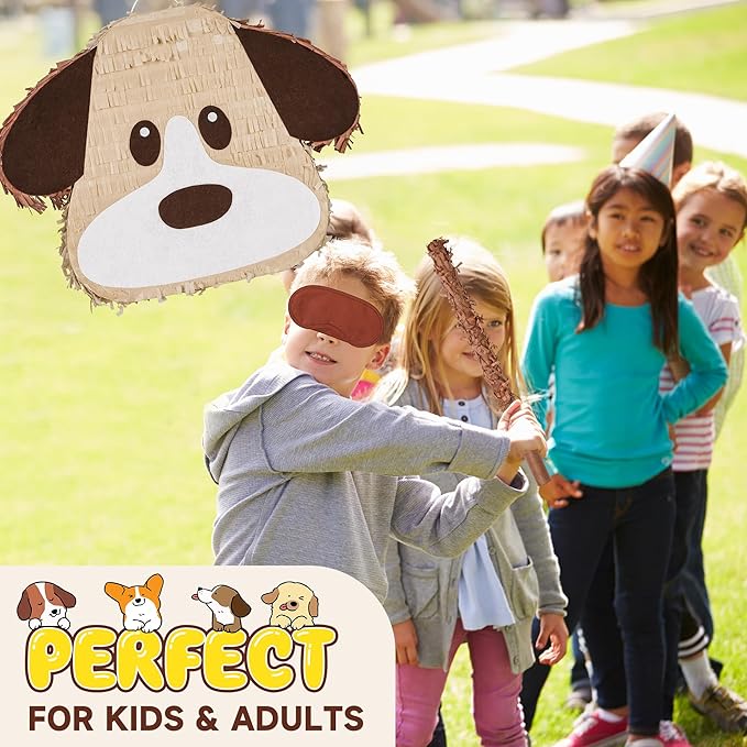 Dog Pinatas Bundle with a Blindfold and a Bat, Animal Theme Party, Puppy Pinata - Image 6