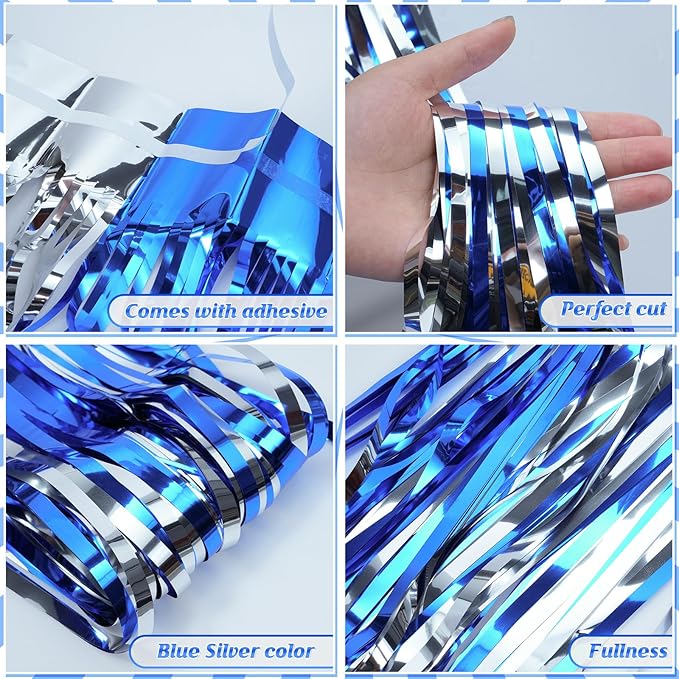 3Pack 3.3Ft x 6.6Ft Graduation Foil Fringe Curtain Backdrop Decorations - Image 4
