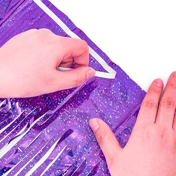 BRAVESHINE Purple Tinsel Foil Fringe Curtains - Image 3