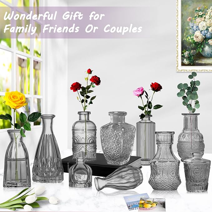 Dark Gray Bud Vases Set, Small Flower Design - Image 4