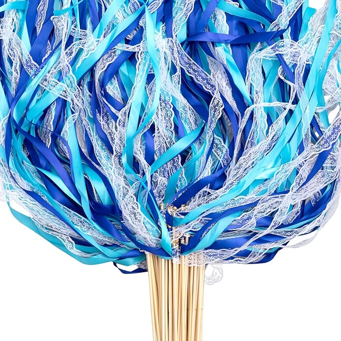 Taiyin 150 Pcs Lace Ribbon Stick Wands Wedding Wand Streamers by Taiyin