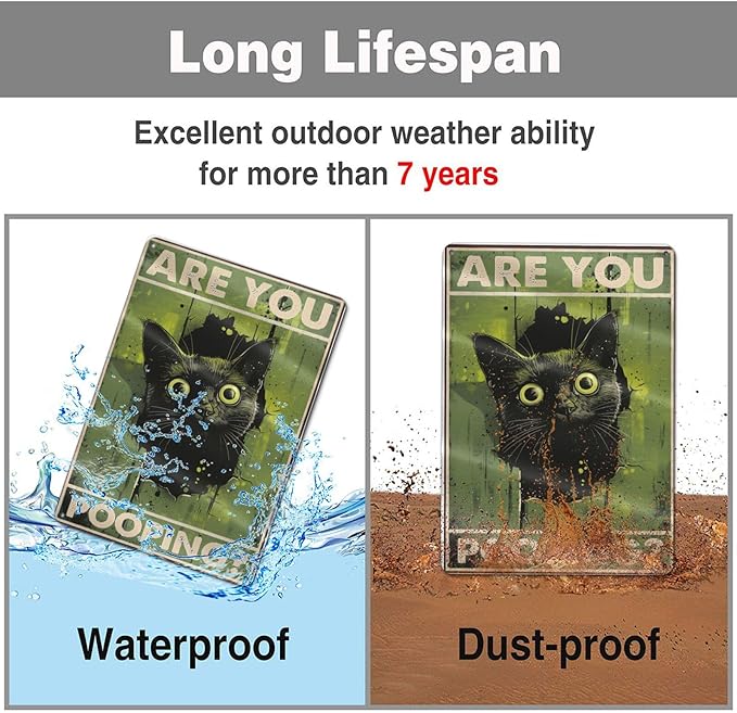 Funny Black Cat "Are You Pooping?" Tin Sign - Image 7