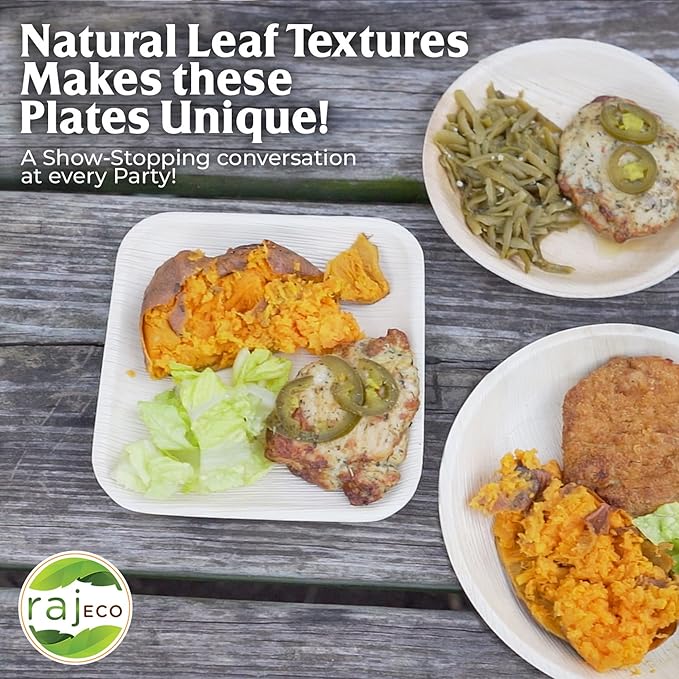 Raj Palm Leaf Plates 10"x25 7"x25 Square Plates like Bamboo plates Disposable - Image 6