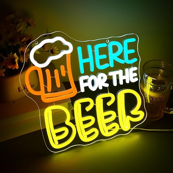 Here for The Beer Neon Sign for Wall Decor Beer Neon Light for Man Cave - Image 2
