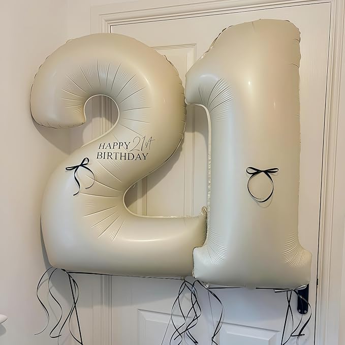 Cream 1 Balloon Number 40 Inch Cream White Number 1 Balloon Helium Mylar 1 - Image 5