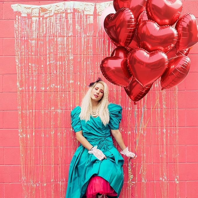 TONIFUL 15Pcs 18 Inch Red Heart Balloons Valentine’s Day Heart Shape Foil Mylar - Image 5