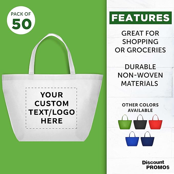 DISCOUNT PROMOS Custom Southern Style Grocery Tote Bags Set of 50 - Image 2