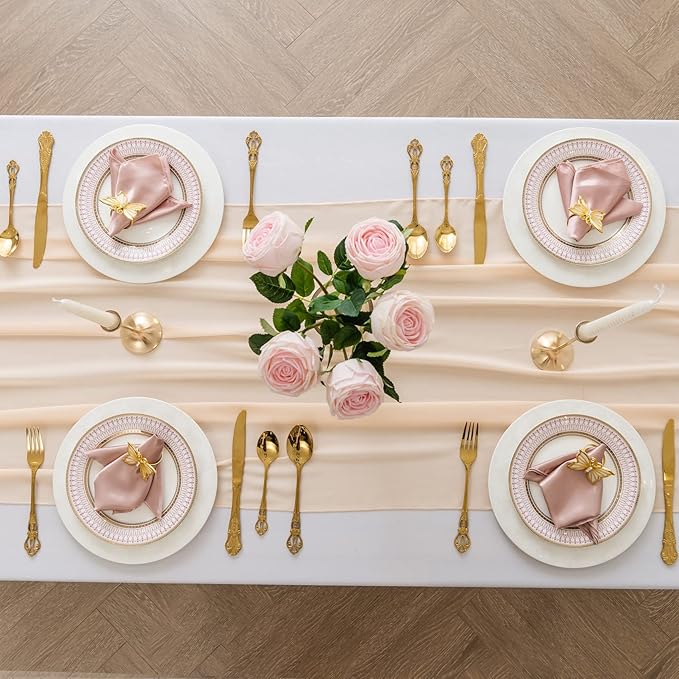 6Pack 9ft Chiffon Table Runner 14x108 Inch Sheer Romantic Table Runner - Image 3