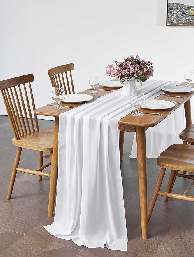 2 Pack 10Ft White Chiffon Table Runner Sheer 29x120 Inch - Image 5