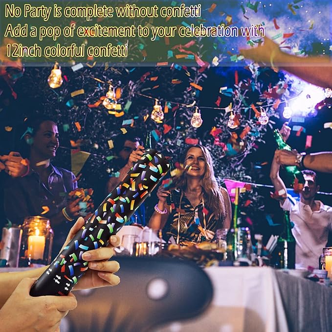 Biodegradable Confetti Cannon 6 Pack Multicolor Party Popper Shooters, 12 Inch - Image 3