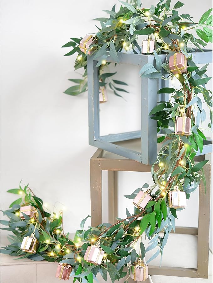 Artificial Willow Garland with USB Fairy String Lights & Pink Gift Box - Image 6