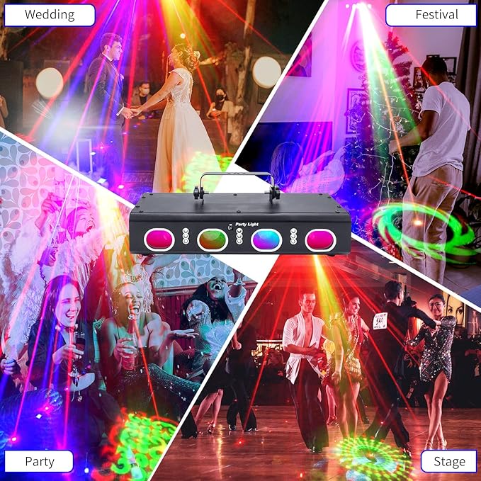 Party Lights DJ Disco Lights, 3D Effect Sound Sensing Laser Flash Stage - Image 3