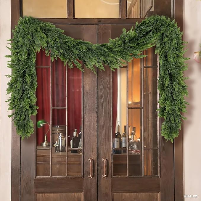 9FT Artificial Christmas Cedar Garland, Realistic Soft and Thick Touch Greenery by Devonwide