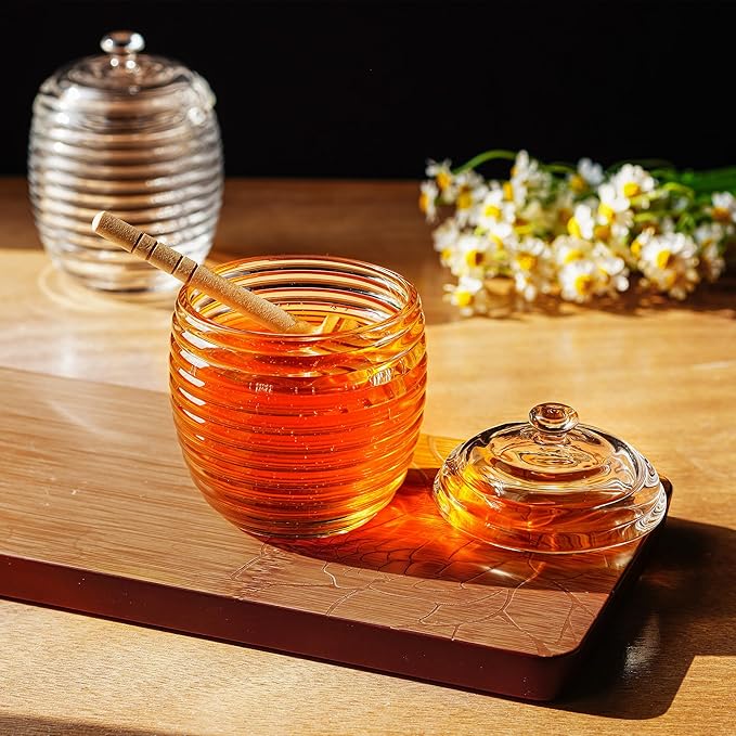 kanpura 9oz Glass Honey Dispenser, Glass Honey Jar - Image 6