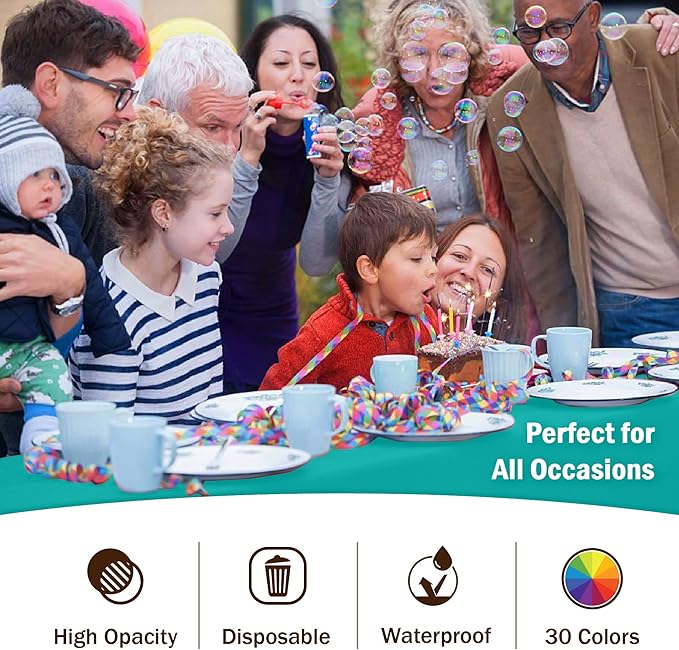 Party Solids Pack Of 12 Premium Plastic Tablecloth 54 Inch x 108 Inch Rectangle - Image 5