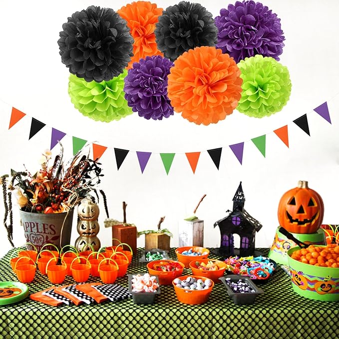 Black-Purple Orange Green Halloween Party-Decorations - Image 4