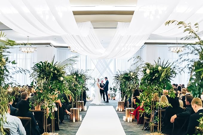 6 Panels White Ceiling Drapes for Wedding, 5ftx40ft Ceiling Drapes Cheesecloth - Image 8