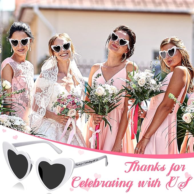 Vabean Wedding Heart Sunglasses Bulk Wedding Gifts Bachelorette Bridal Party - Image 2