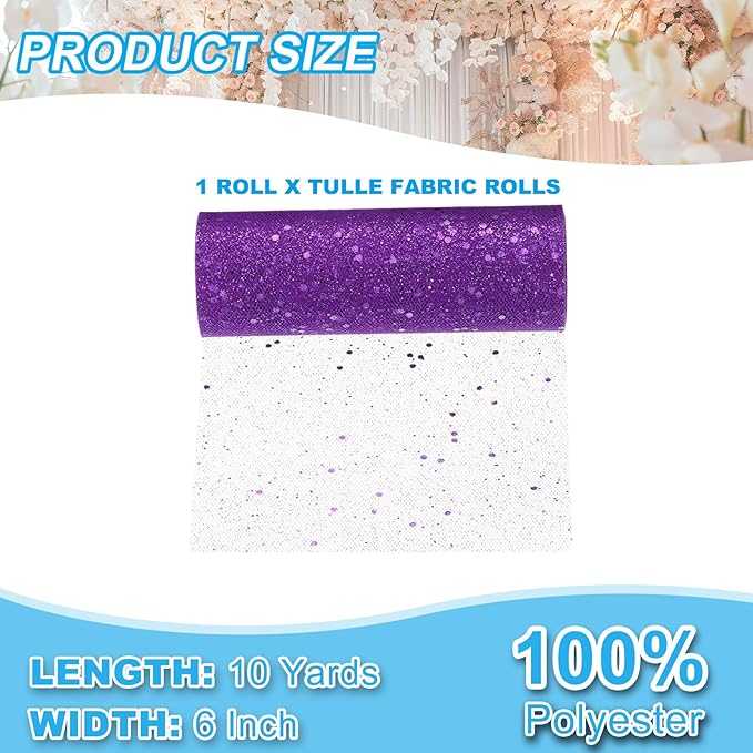 PATIKIL Tulle Fabric Rolls, 6 Inch by 10 Yards Fabric Spool Tulle Sparkling - Image 2