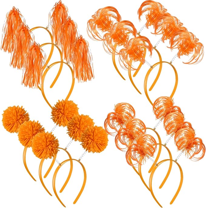 Censen 12 Pcs Halloween Pom Pom Party Headbands Tinsel Ponytails Spirit Head by Censen